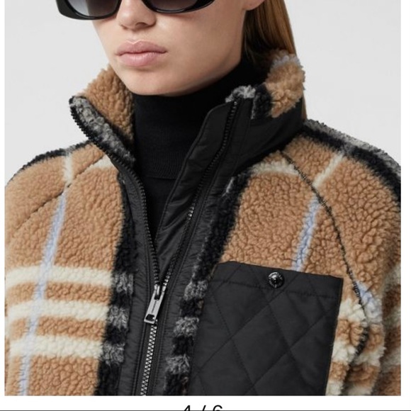 ❗️SOLD ❗️Authentic Burberry Sherpa Diamond Quilted bomber teddy/wool jacket - Picture 4 of 9